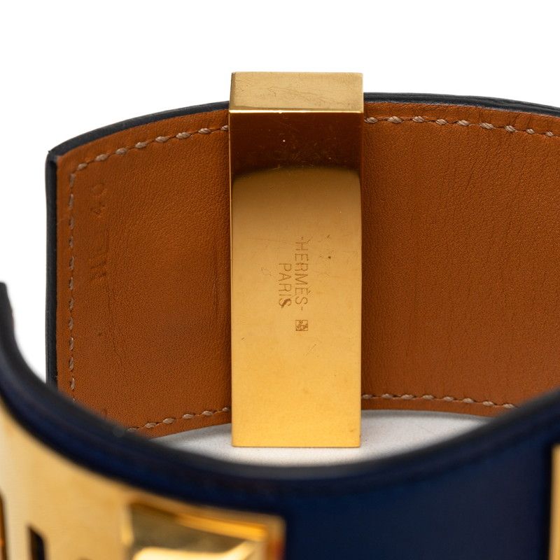 Hermes Collier de Chien Bracelet S Navy Gold Box Calf — view 5