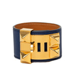 Hermes Collier de Chien Bracelet S Navy Gold Box Calf — view 3