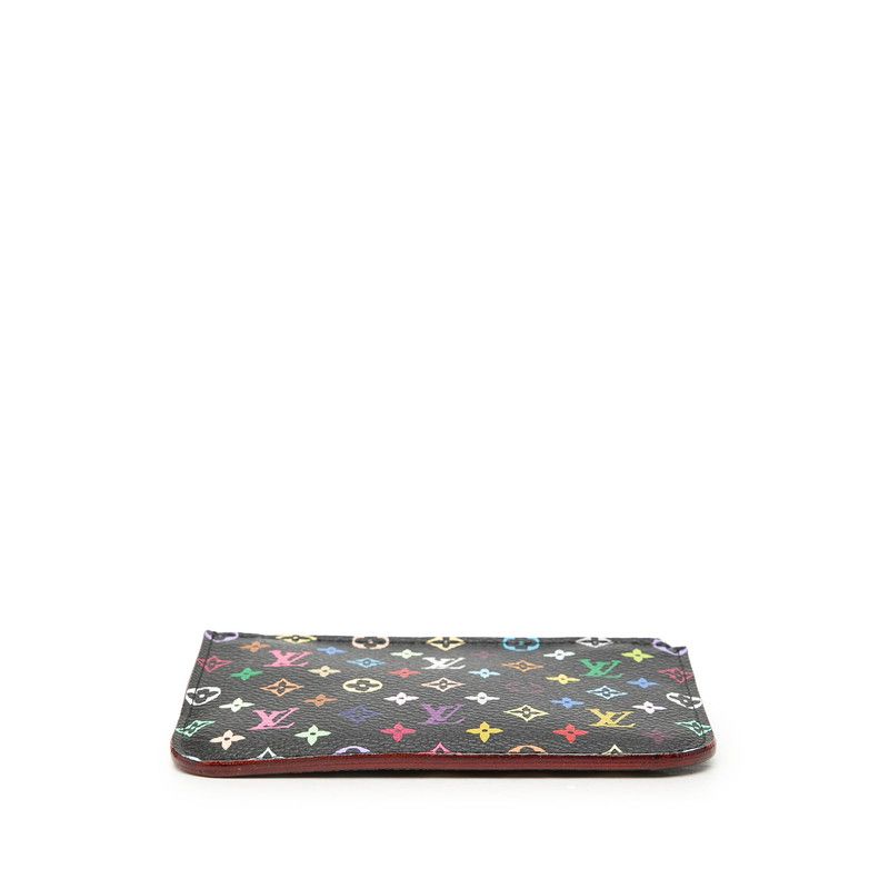 Louis Vuitton Monogram Multicolor Pochette Cles Coin Case Noir Black Leather — view 3
