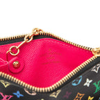 Louis Vuitton Monogram Multicolor Pochette Cles Coin Case Noir Black Leather — view 5