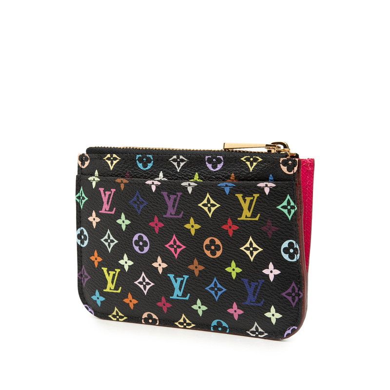 Louis Vuitton Monogram Multicolor Pochette Cles Coin Case Noir Black Leather — view 2