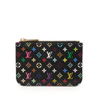 Louis Vuitton Monogram Multicolor Pochette Cles Coin Case Noir Black Leather