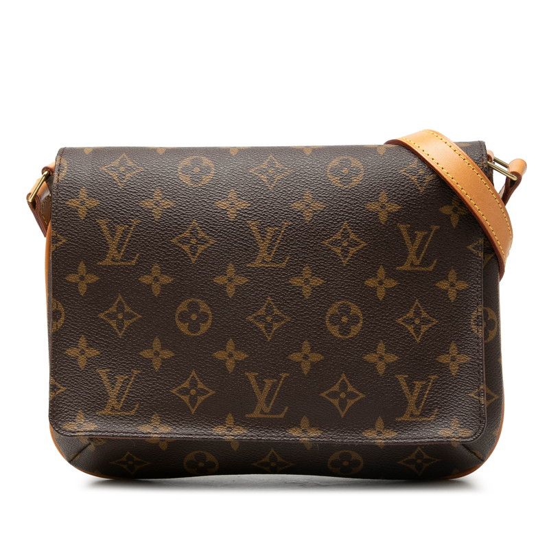 Louis Vuitton Monogram Musette Tango Short Shoulder Bag Brown Leather