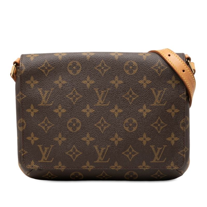 Louis Vuitton Monogram Musette Tango Short Shoulder Bag Brown Leather