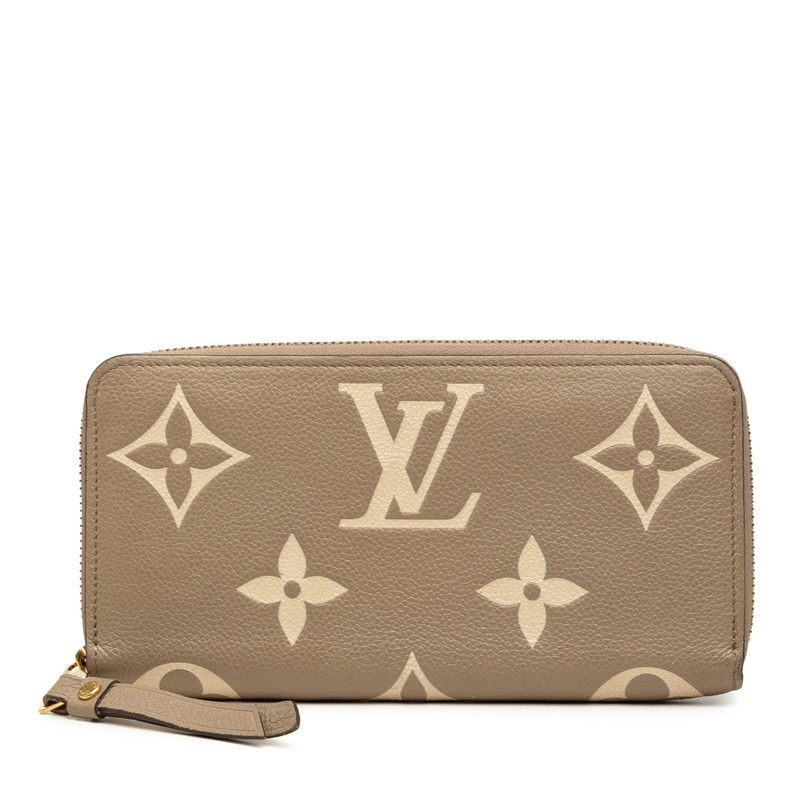 Louis Vuitton Monogram Empreinte Zippy Wallet Zip Around Tartrail Cream Beige