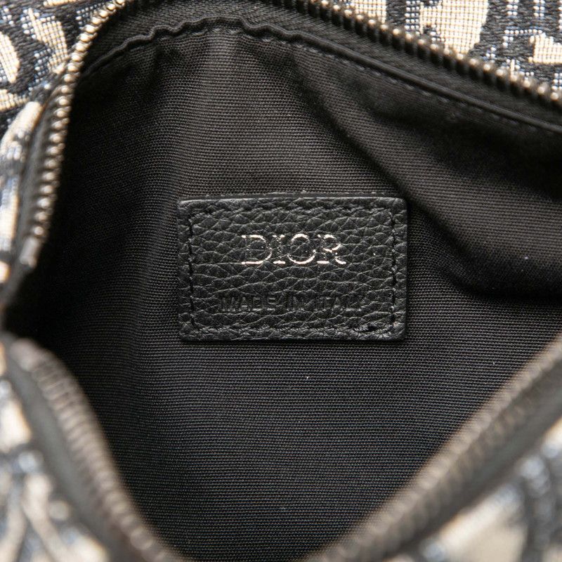 Dior Oblique Saddle Belt Bag Beige Navy Black Canvas Leather — view 5