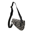 Dior Oblique Saddle Belt Bag Beige Navy Black Canvas Leather — view 2
