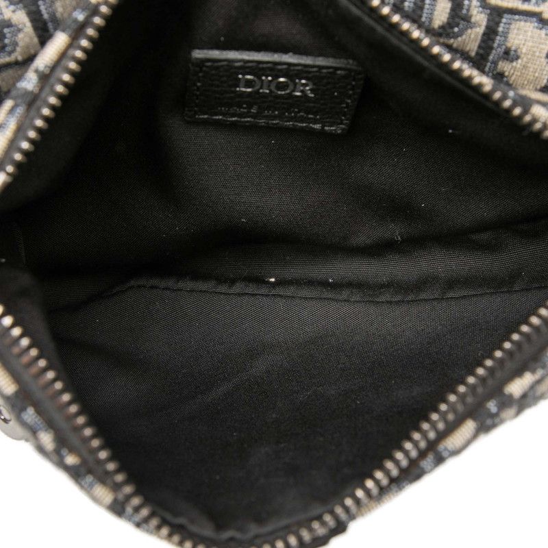 Dior Oblique Saddle Belt Bag Beige Navy Black Canvas Leather — view 4