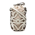 Loewe Anagram Cutout Pocket Crossbody Shoulder Bag White Leather Canvas