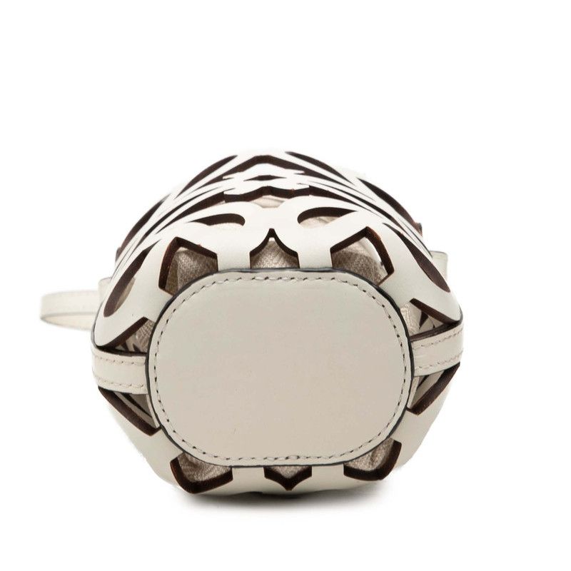 Loewe Anagram Cutout Pocket Crossbody Shoulder Bag White Leather Canvas — view 3