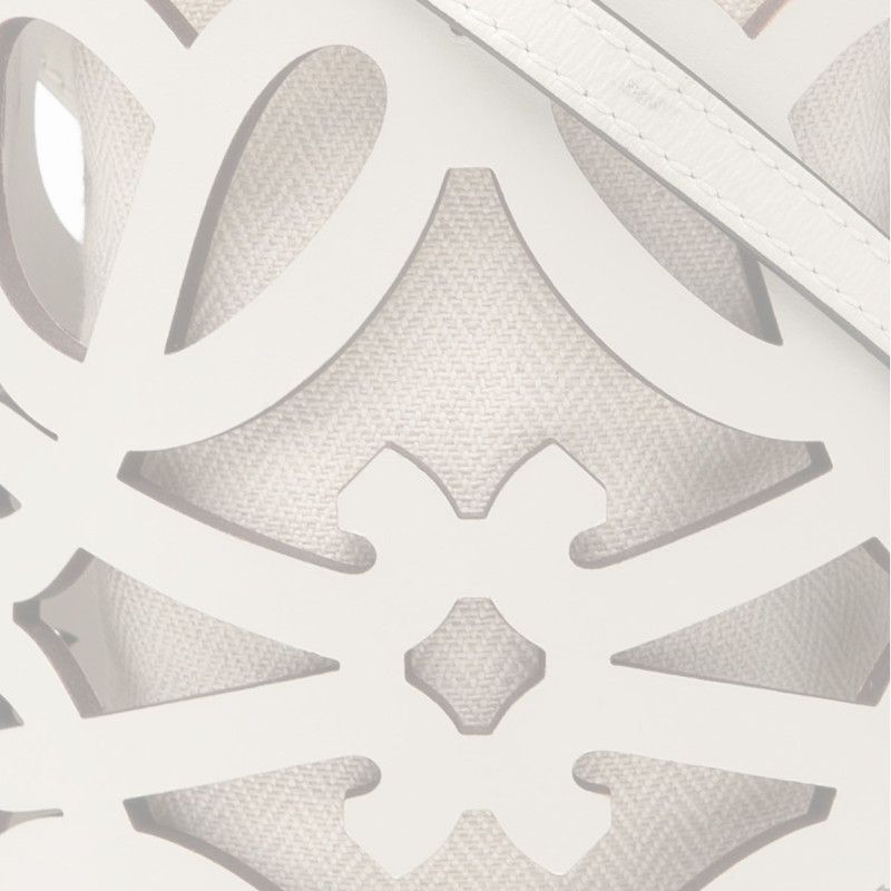 Loewe Anagram Cutout Pocket Crossbody Shoulder Bag White Leather Canvas — view 4