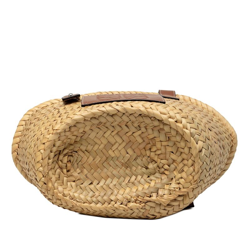 Loewe Basket Bag Small Handbag Bag Natural Brown Raffia Leather — view 3