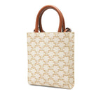 Celine Triomphe Mini Vertical Cabas 2-Way Shoulder Bag White Brown Leather — view 2