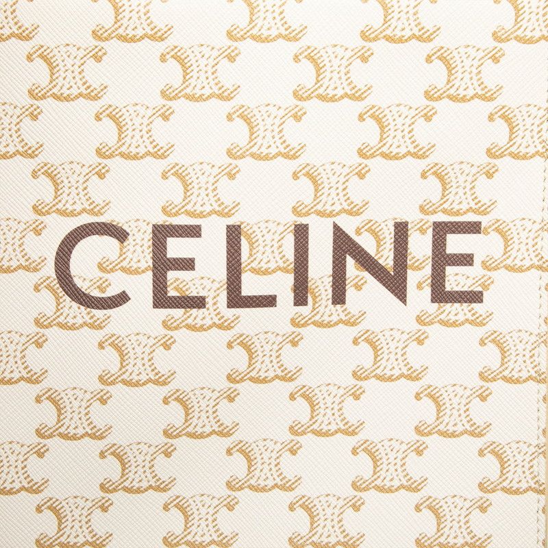 Celine Triomphe Mini Vertical Cabas 2-Way Shoulder Bag White Brown Leather — view 4