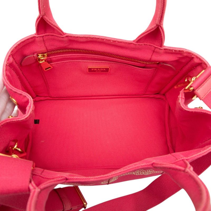 Prada Canapa Mini Shoulder Bag Pink Canvas — view 4