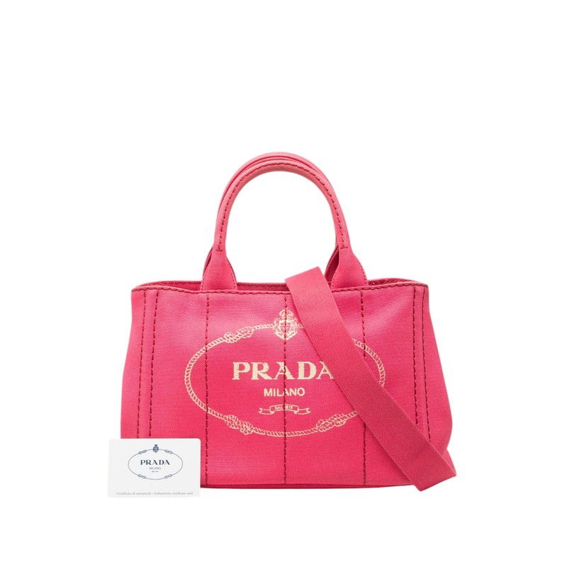 Prada Canapa Mini Shoulder Bag Pink Canvas — view 6