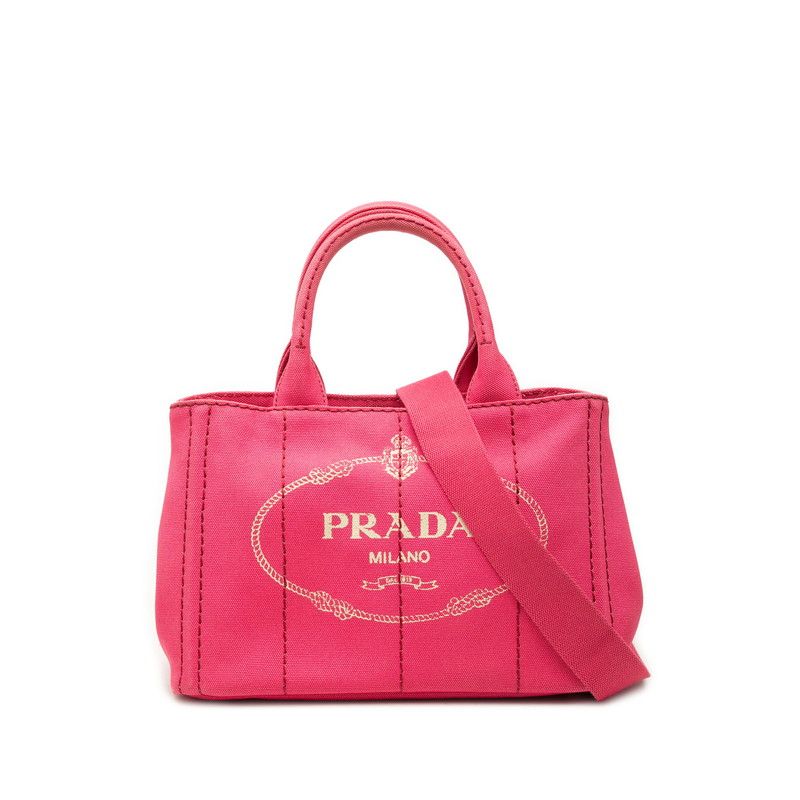 Prada Canapa Mini Shoulder Bag Pink Canvas