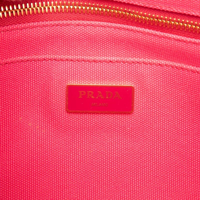 Prada Canapa Mini Shoulder Bag Pink Canvas — view 5