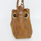Dior Cannage Drawstring D Charm Shoulder Bag Leather Brown Gold Vintage — view 6
