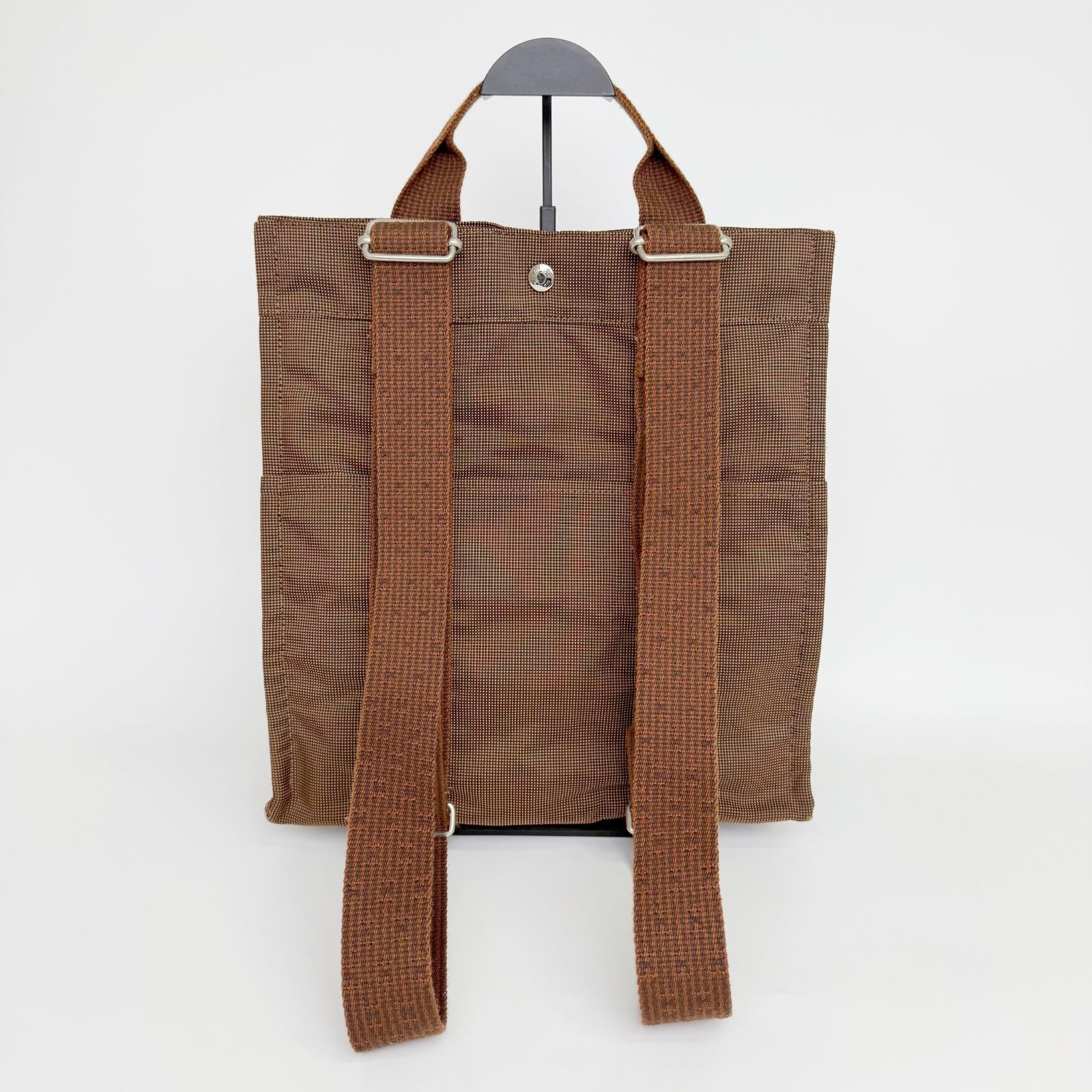 Hermes Her Line a Dos PM Backpack Canvas Brown Silver Vintage — view 3
