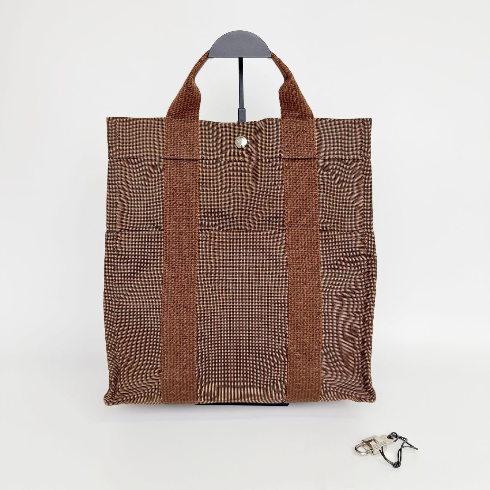 Hermes Her Line a Dos PM Backpack Canvas Brown Silver Vintage