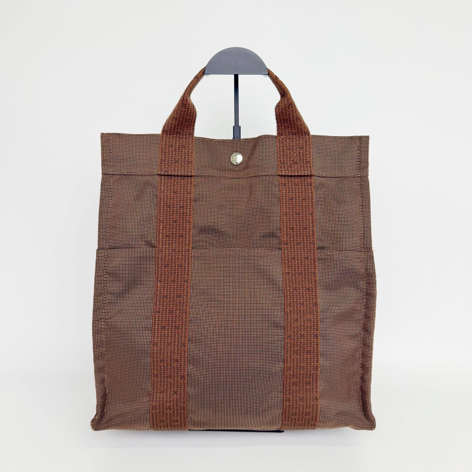Hermes Her Line a Dos PM Backpack Canvas Brown Silver Vintage — view 2