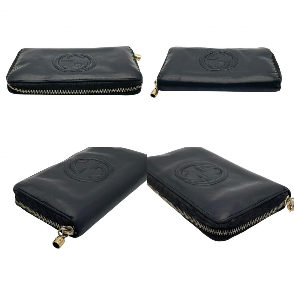 Gucci Soho Zip Around Wallet Billfold Coin Purse Leather Black Gold GG Logo — view 6