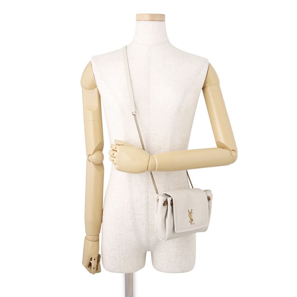 Saint Laurent Paris Chain Shoulder Bag Nolita Mini Lambskin White — view 5