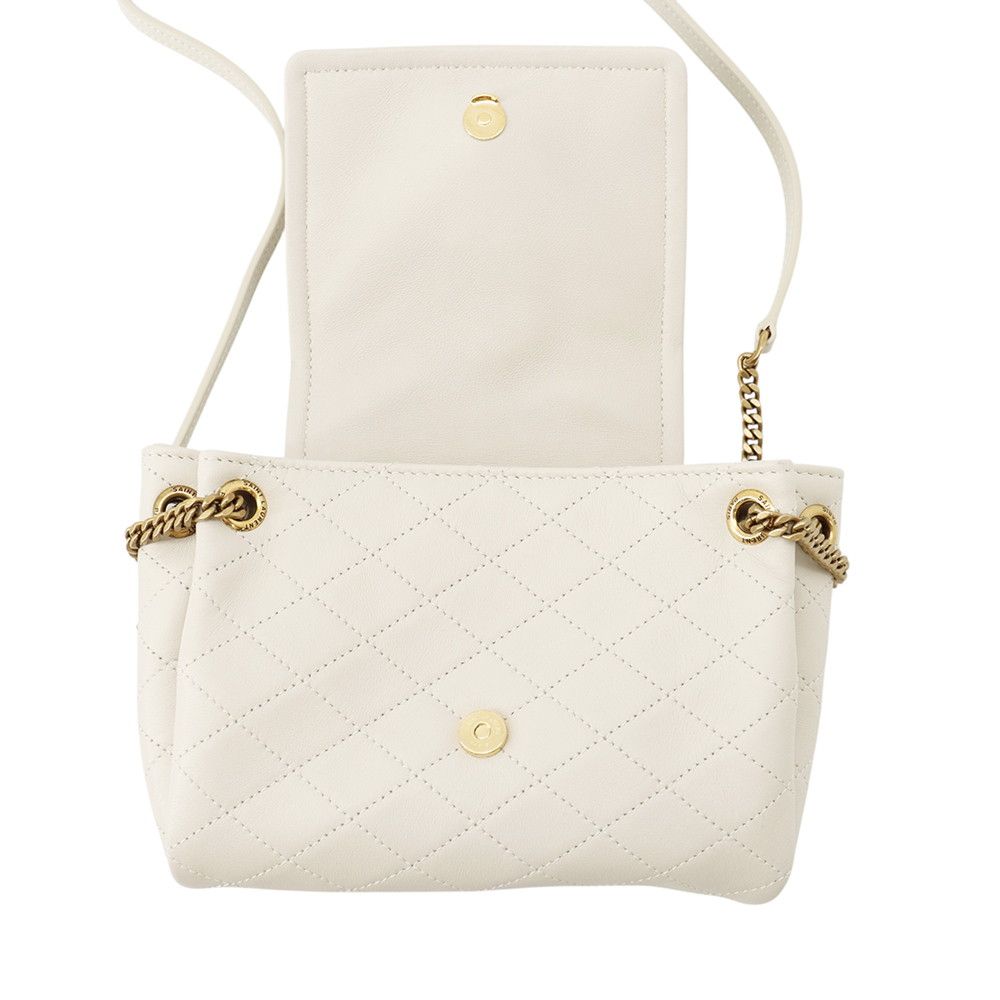 Saint Laurent Paris Chain Shoulder Bag Nolita Mini Lambskin White — view 6