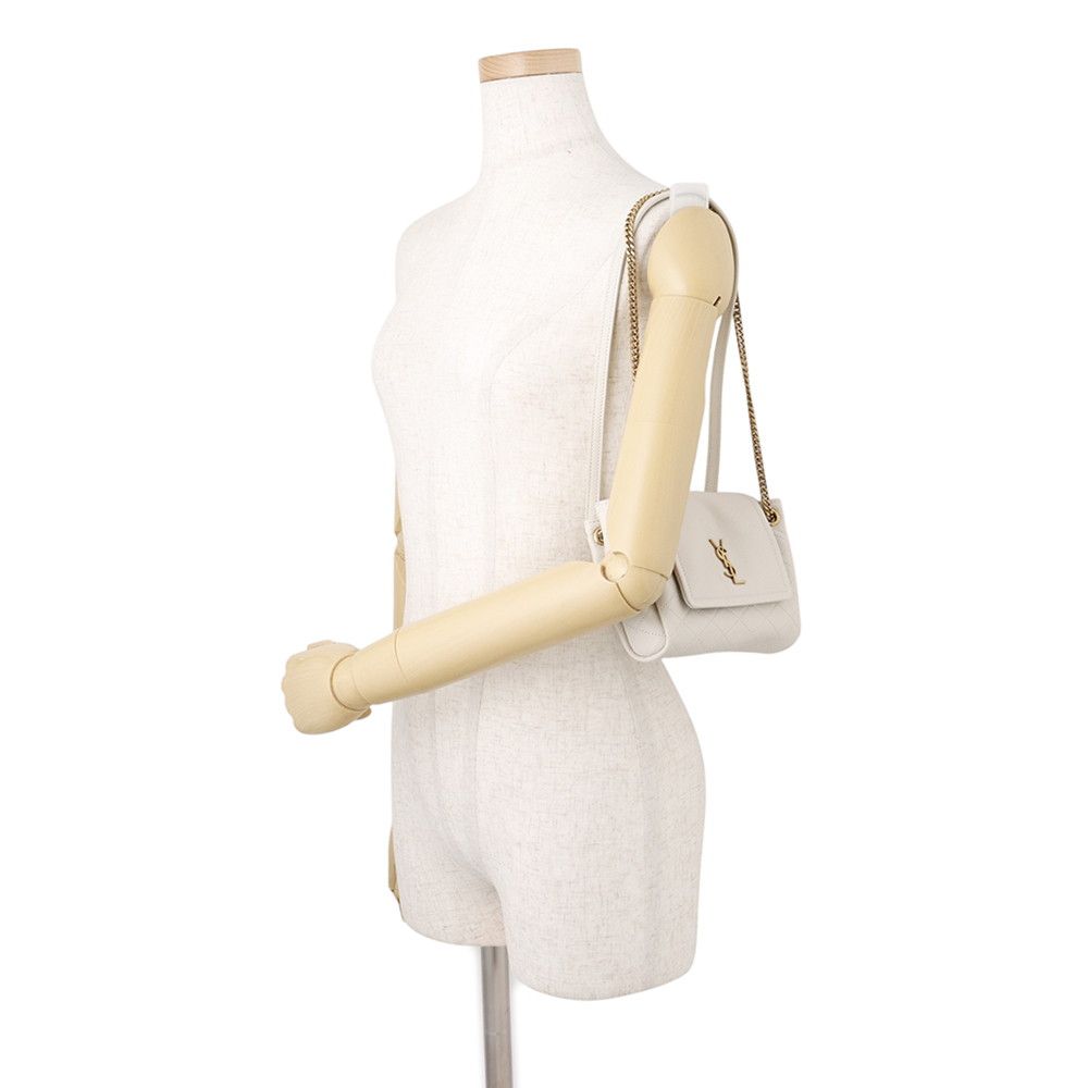 Saint Laurent Paris Chain Shoulder Bag Nolita Mini Lambskin White — view 4