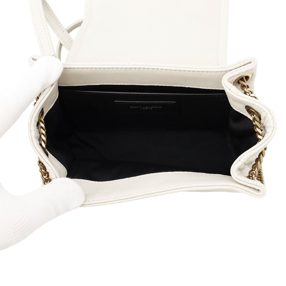 Saint Laurent Paris Chain Shoulder Bag Nolita Mini Lambskin White — view 7