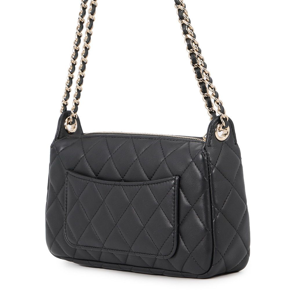 Chanel Chain Shoulder Bag Quilted CC Logo Clutch Caviar Leather 2-Way Black — view 2