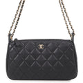 Chanel Chain Shoulder Bag Quilted CC Logo Clutch Caviar Leather 2-Way Black