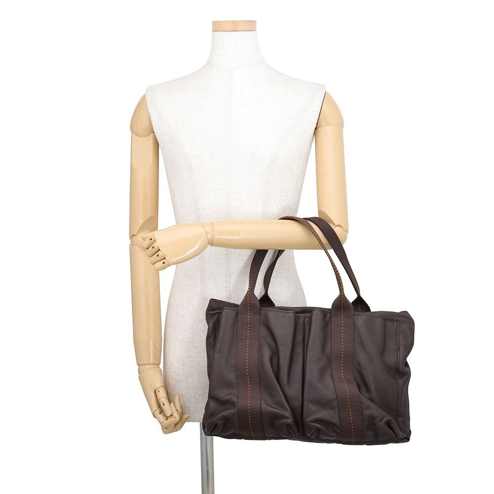 Hermes Tote Bag Caravan Horizontal MM Chocolat Chrome Voderma — view 4