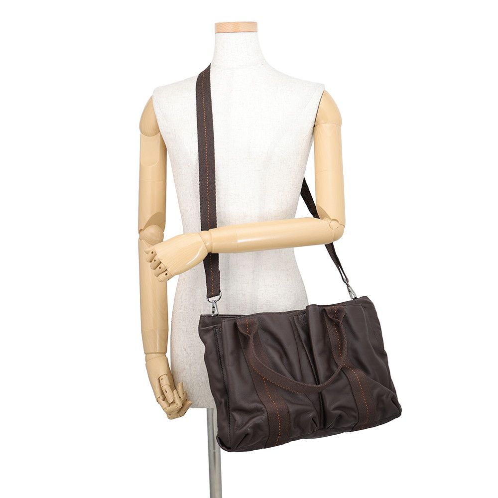 Hermes Tote Bag Caravan Horizontal MM Chocolat Chrome Voderma — view 5