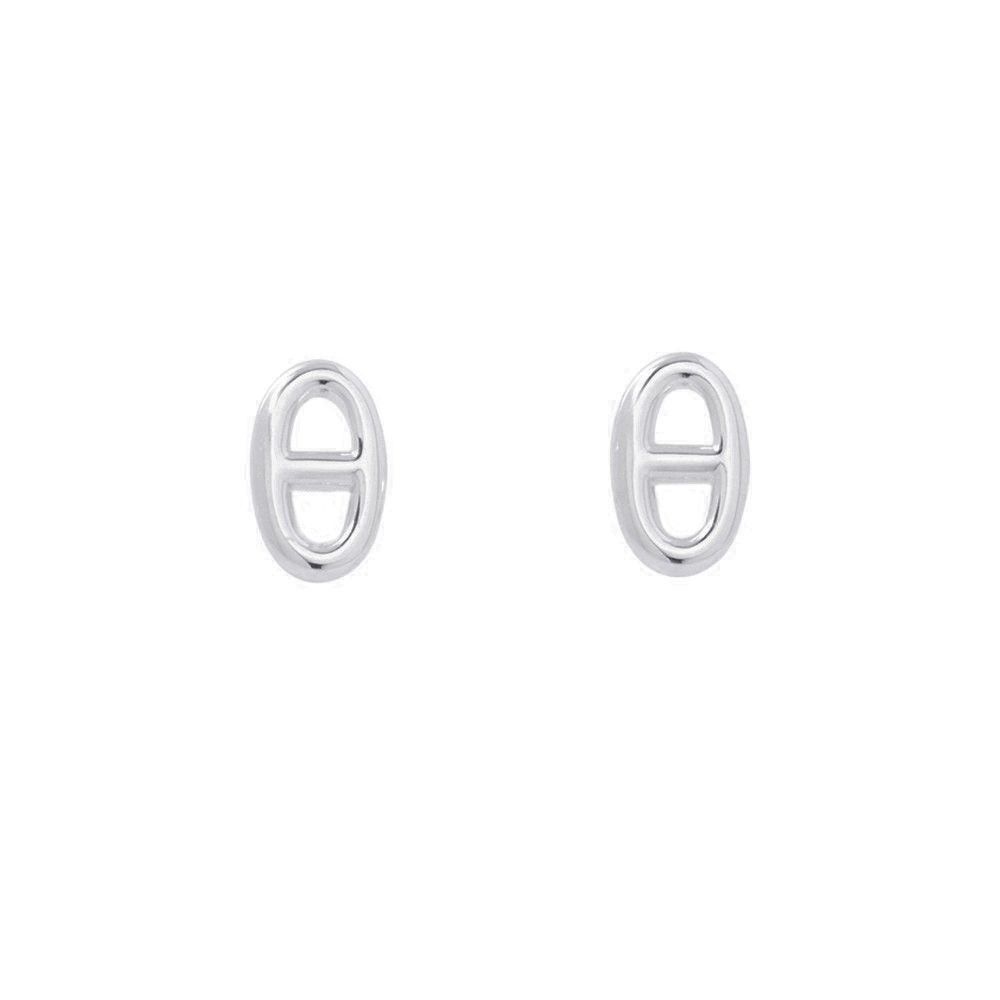 Hermes Earrings Farandole Chaine D'ancre Motif TPM Silver Stud