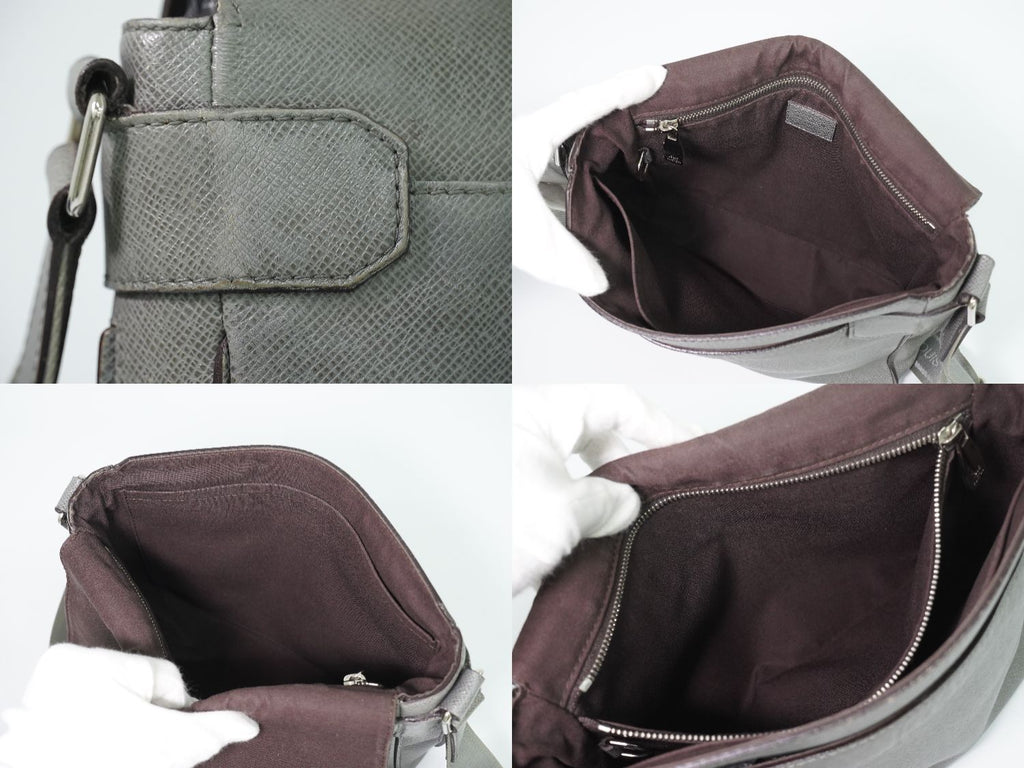 Louis Vuitton LV Roman PM Taiga Leather Shoulder Bag Glacier Gray Vintage — view 8