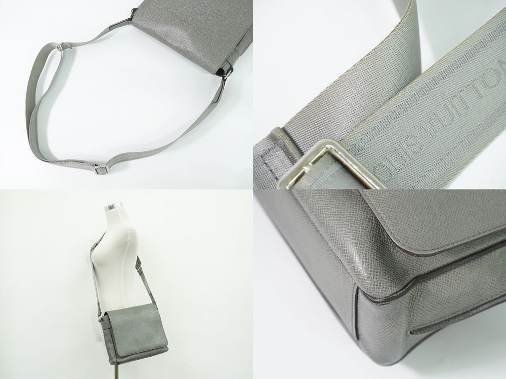 Louis Vuitton LV Roman PM Taiga Leather Shoulder Bag Glacier Gray Vintage — view 6