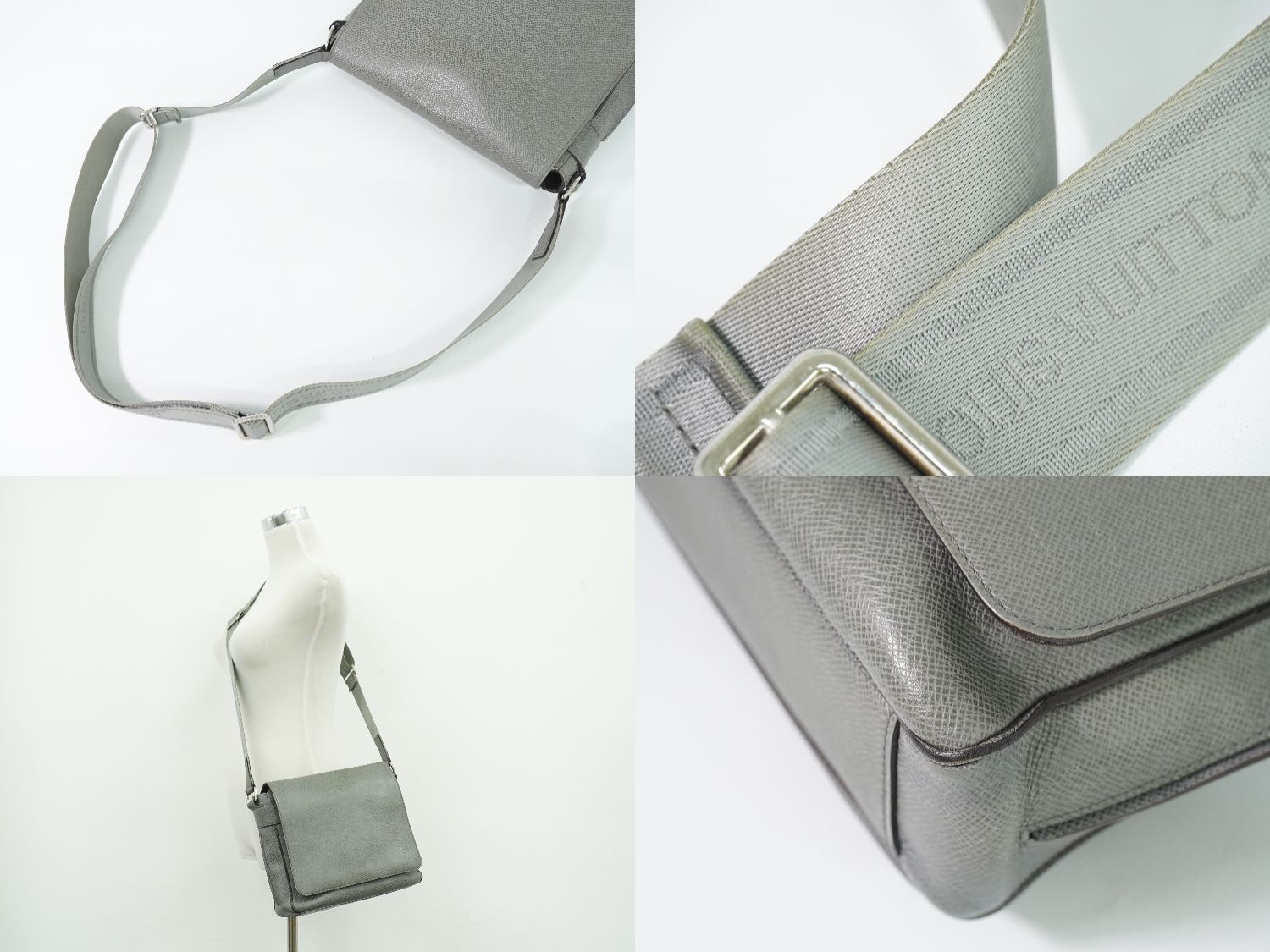 Louis Vuitton LV Roman PM Taiga Leather Shoulder Bag Glacier Gray Vintage — view 6
