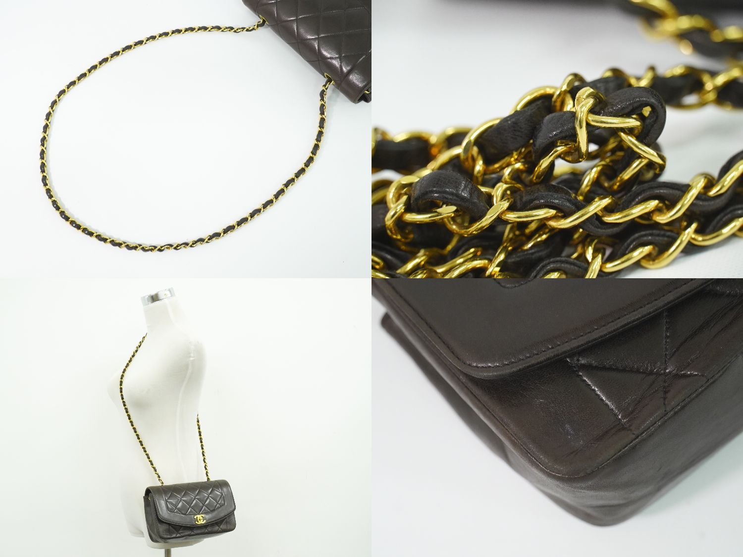 Chanel CC Logo Quilted Chain Shoulder Bag Pochette Lambskin Leather Black — view 6