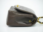 Chanel CC Logo Quilted Chain Shoulder Bag Pochette Lambskin Leather Black — view 4