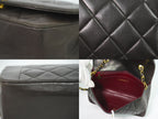 Chanel CC Logo Quilted Chain Shoulder Bag Pochette Lambskin Leather Black — view 7