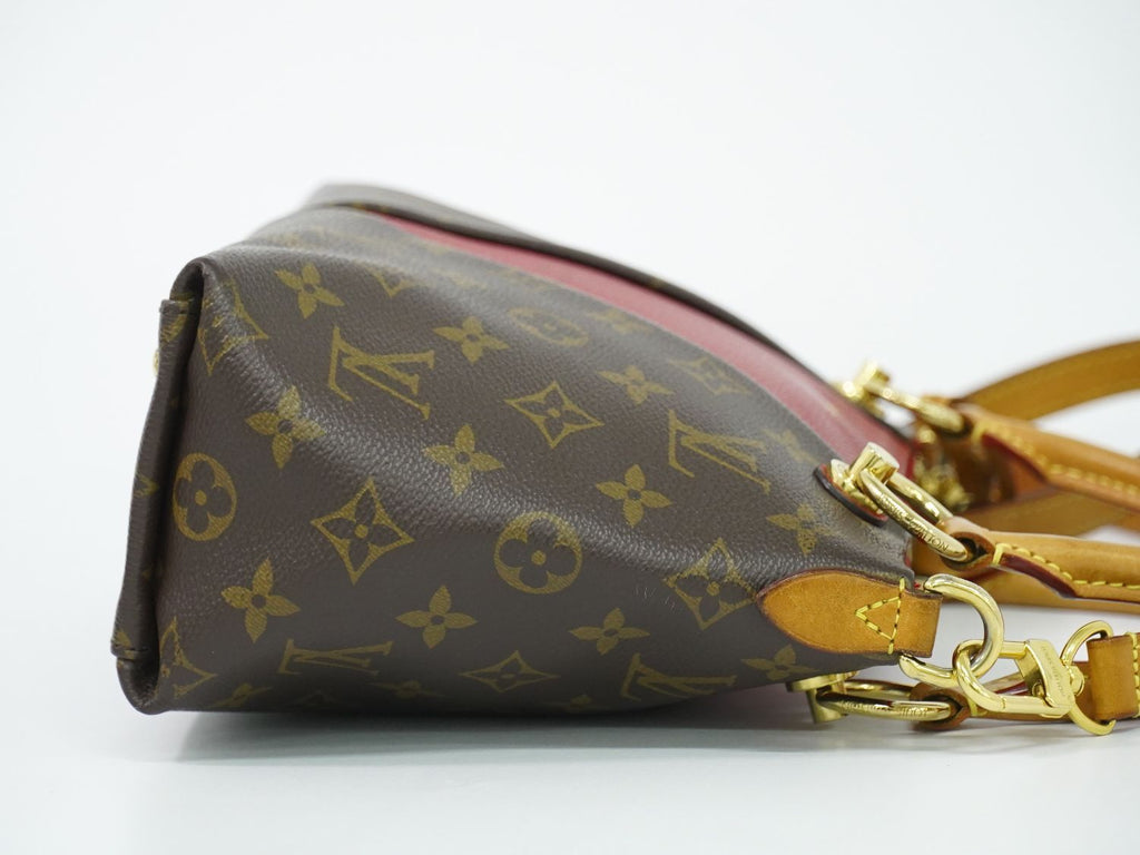 Louis Vuitton LV Tote BB Monogram 2-Way Shoulder Bag Brown Red Vintage — view 4