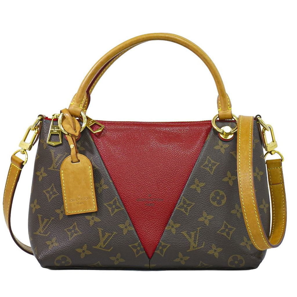 Louis Vuitton LV Tote BB Monogram 2-Way Shoulder Bag Brown Red Vintage