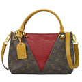 Louis Vuitton LV Tote BB Monogram 2-Way Shoulder Bag Brown Red Vintage