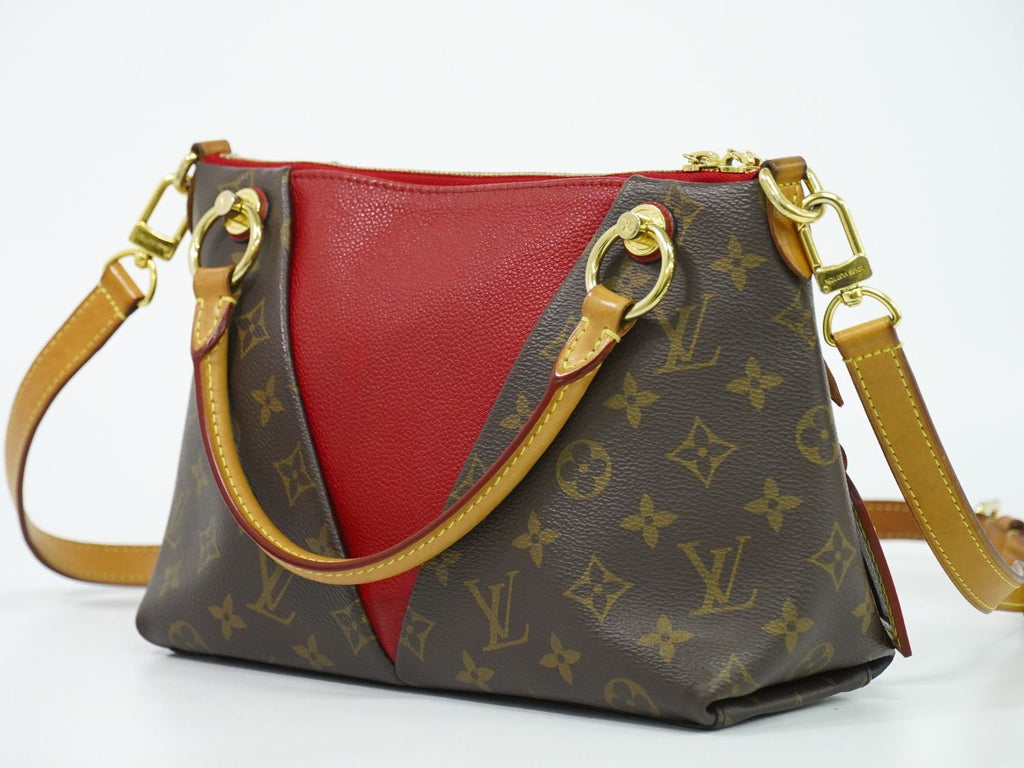 Louis Vuitton LV Tote BB Monogram 2-Way Shoulder Bag Brown Red Vintage — view 2