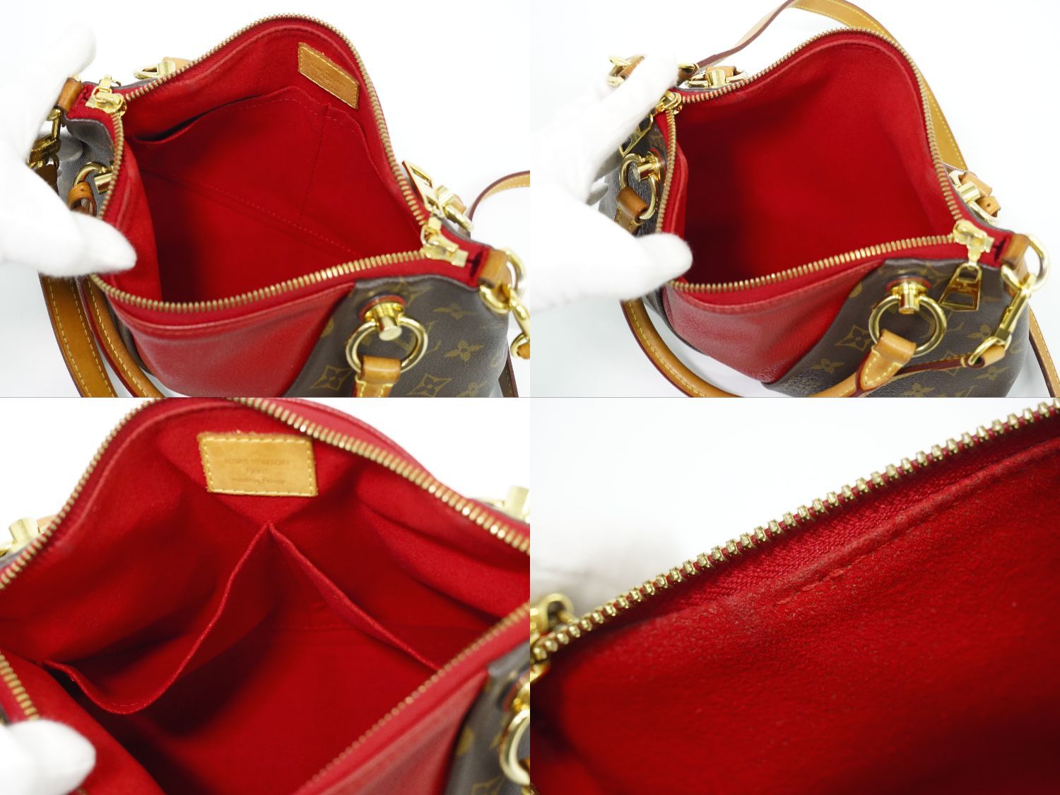 Louis Vuitton LV Tote BB Monogram 2-Way Shoulder Bag Brown Red Vintage — view 8