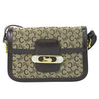 Celine C Sulky Carriage Shoulder Bag Canvas Brown Vintage