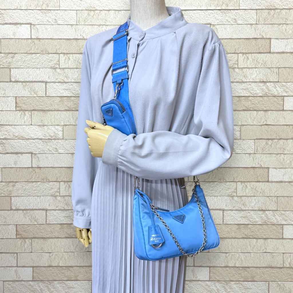 Prada Re Edition Shoulder Bag Nylon Blue Vintage — view 2