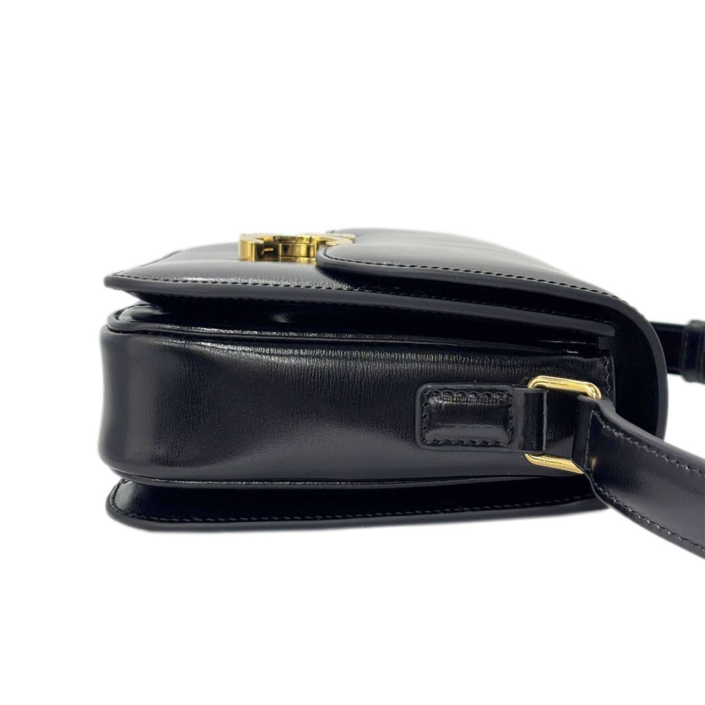Celine Shoulder Bag Classic Triomphe Medium Leather Black Gold — view 6